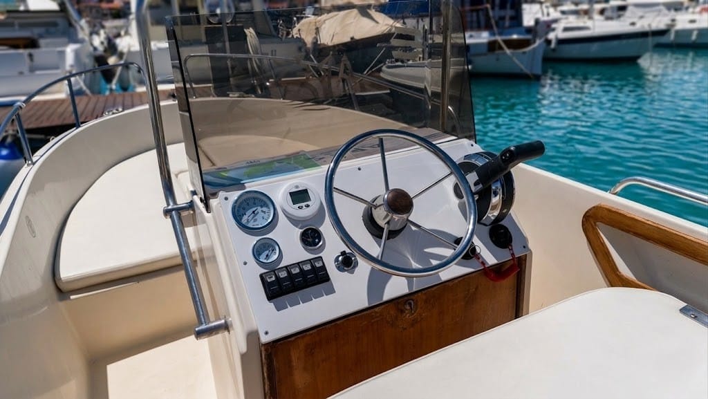 Console di guida intuitiva per barca a noleggio Alghero senza patente